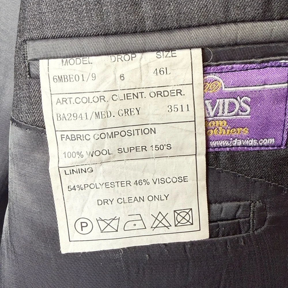 Baroni Men's Gray 100% Wool Classic Suit Coat Blazer Size 46L Special Event